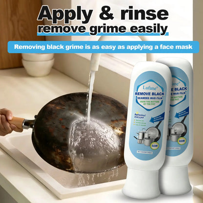 Pot Bottom Black Stain Remover Seaweed Mud Mask Stain Remover Stainless Steel Stain Remover Kitchen Heavy Grease Remover Powerful Grease and Grime Cleaner Blackened Residue Remover